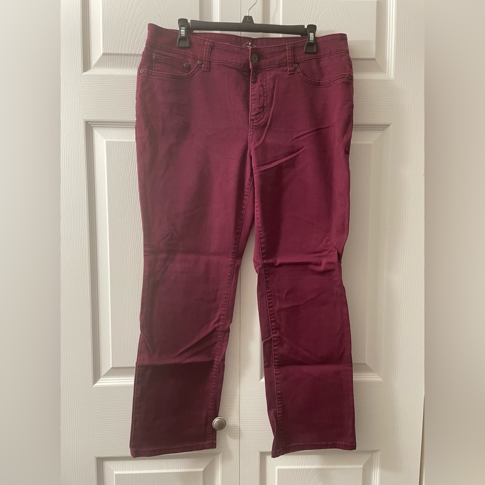 St. John's Bay Women's Straight Leg Jeans in Burgundy